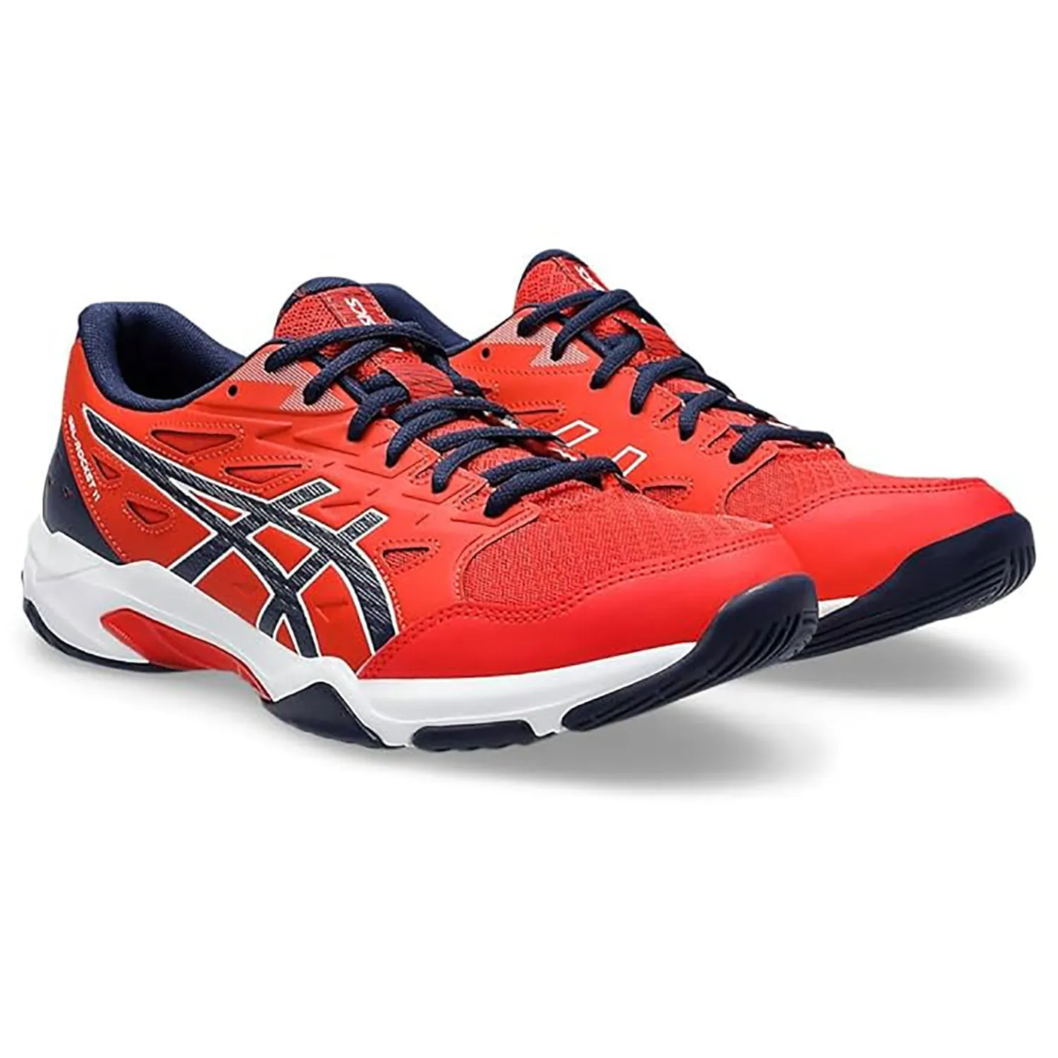 ASICS GEL-ROCKET 11 Men’s Badminton Shoes – Fiery Red/Peacoat | Lightweight Indoor Court Grip & GEL Cushioning