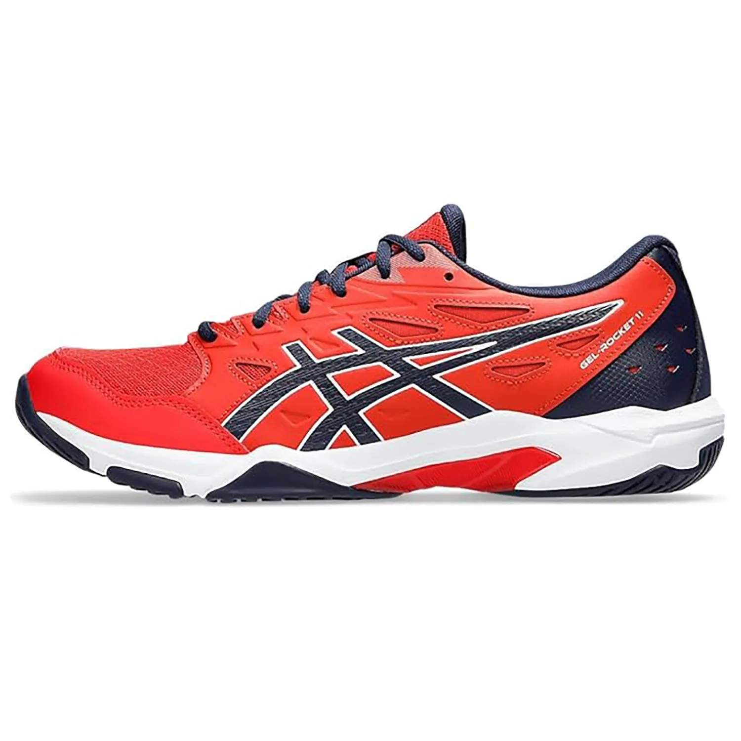 ASICS GEL-ROCKET 11 Men’s Badminton Shoes – Fiery Red/Peacoat | Lightweight Indoor Court Grip & GEL Cushioning