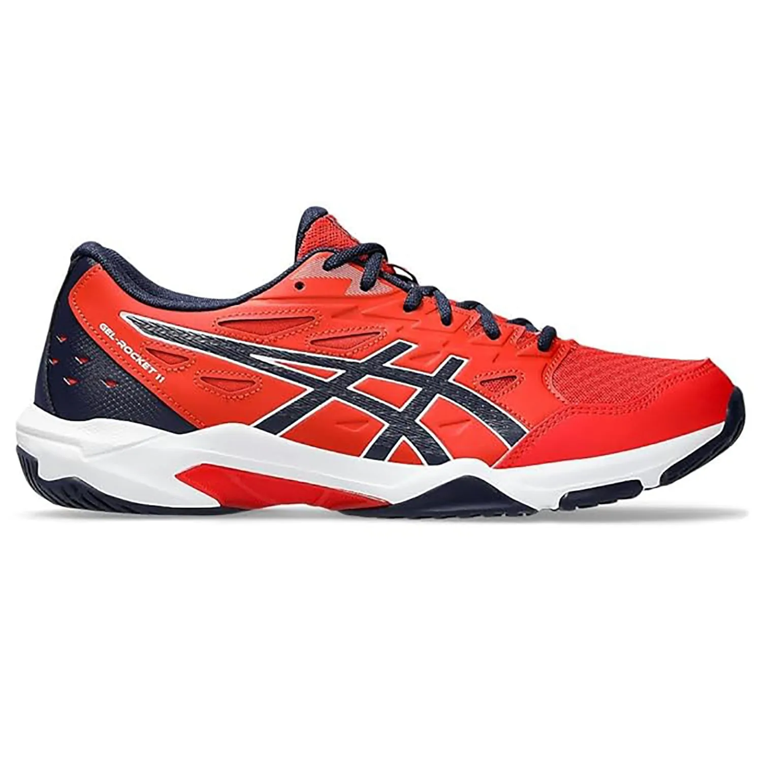 ASICS GEL-ROCKET 11 Men’s Badminton Shoes – Fiery Red/Peacoat | Lightweight Indoor Court Grip & GEL Cushioning