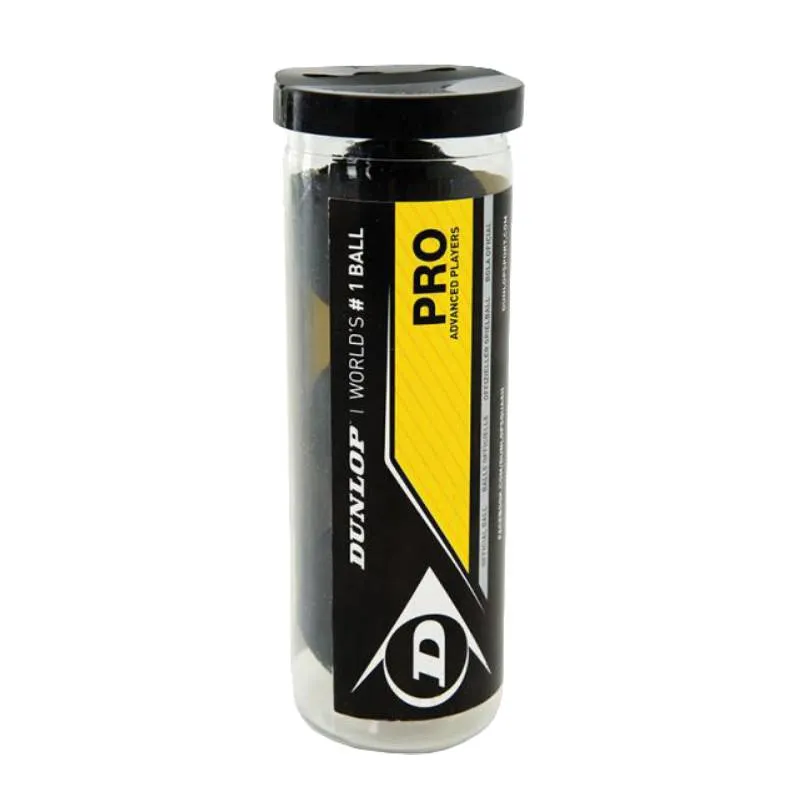 Dunlop Pro Double Yellow Dot Squash Balls 3 Tube