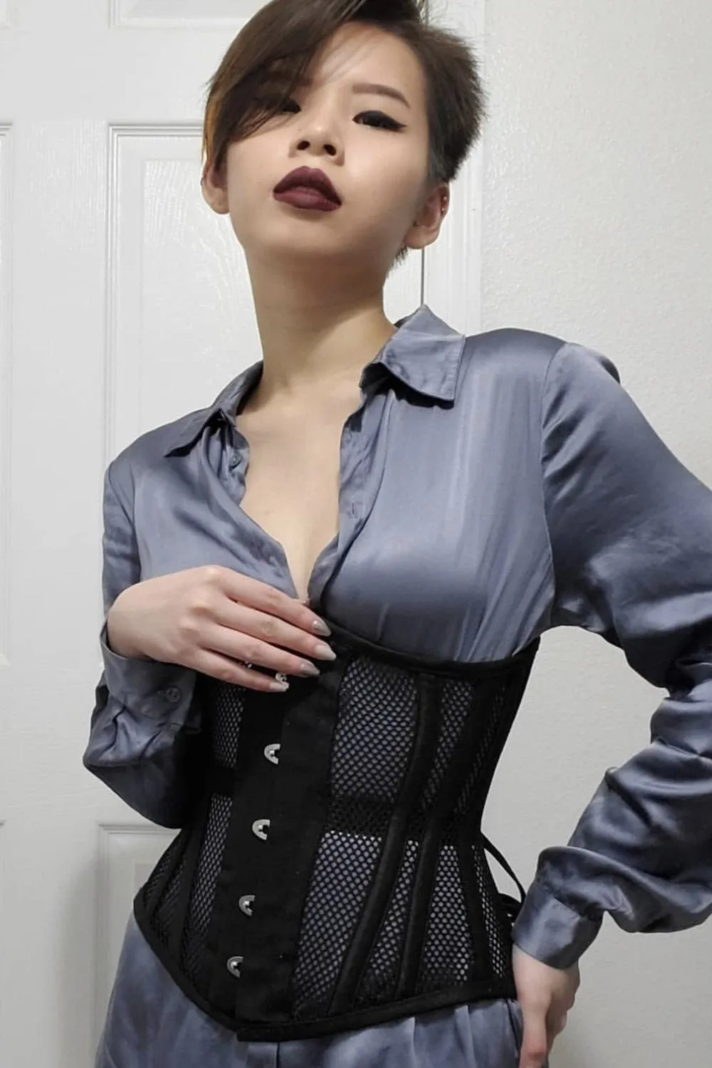 Longline Black Mesh Underbust