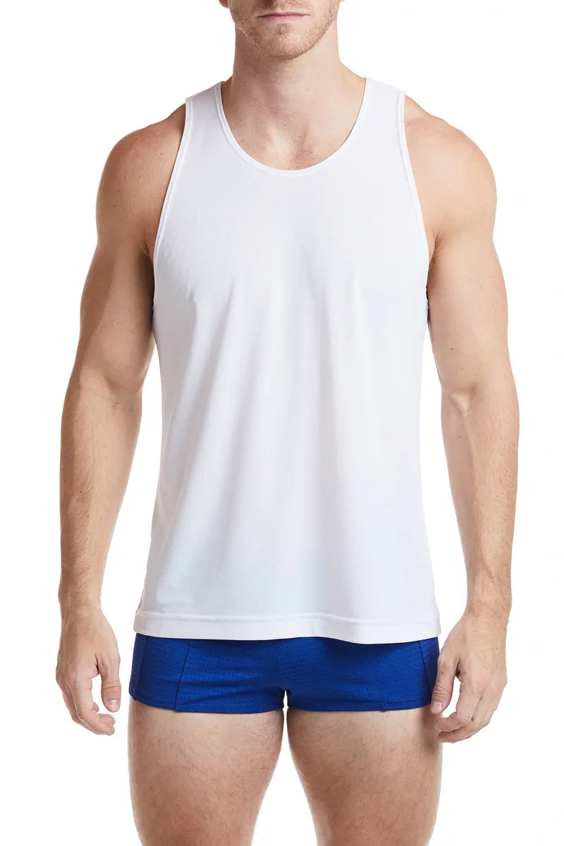 MAXIMUS - White Tricot Mesh Sport Tank