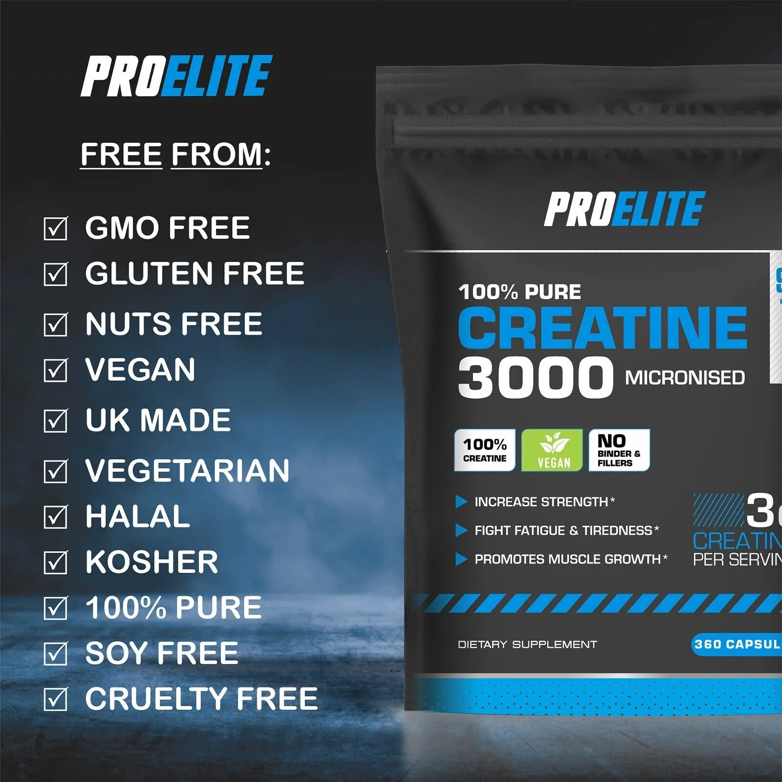 PROELITE Creatine Monohydrate 750mg Vegan Capsules
